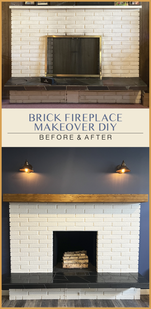 brick fireplace makeover diy #fireplacemakeoverideas #whitepaintedbrickfireplace #fireplacediy #paintedbrick #paintedtile #diys #homedecorating