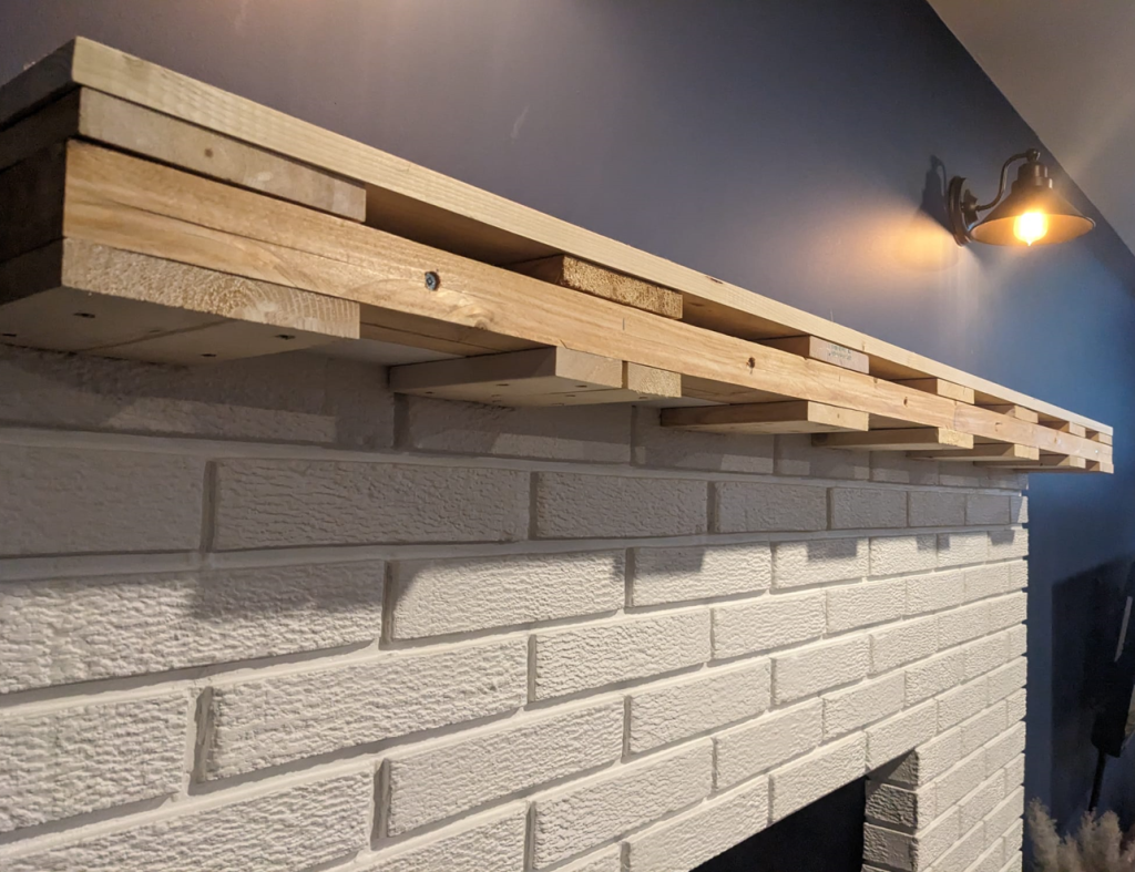 Wood framing for a fireplace mantel